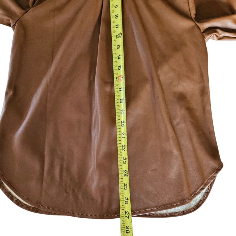 Good American Better Than Leather Button-Up Shirt Jacket Size L Brown Faux Soft - Picture 7 of 11